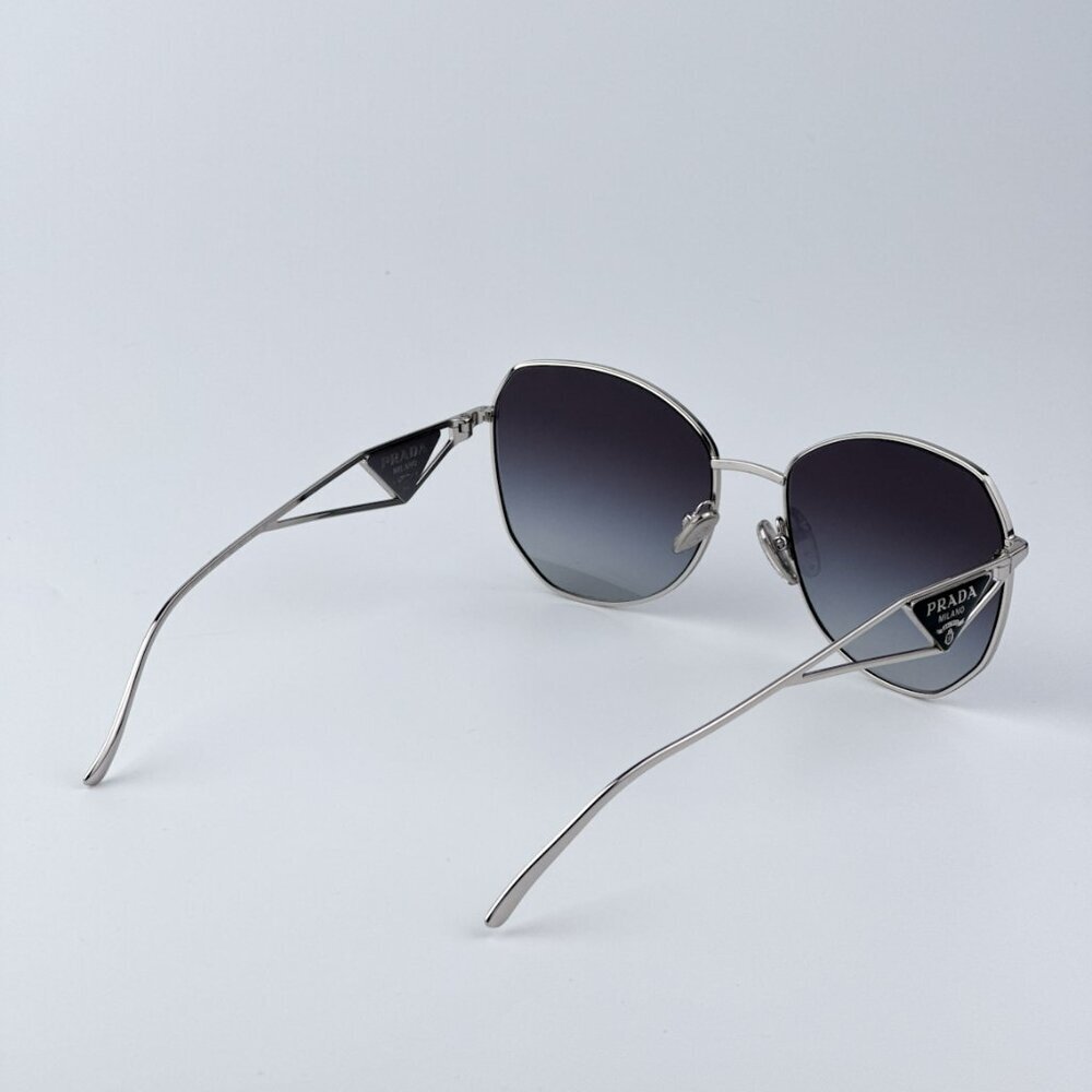 Prada Women BRAND NEW Sunglasses Silver Grey Gradient Geometric PR57YS 1BC5D1 - Picture 7 of 11